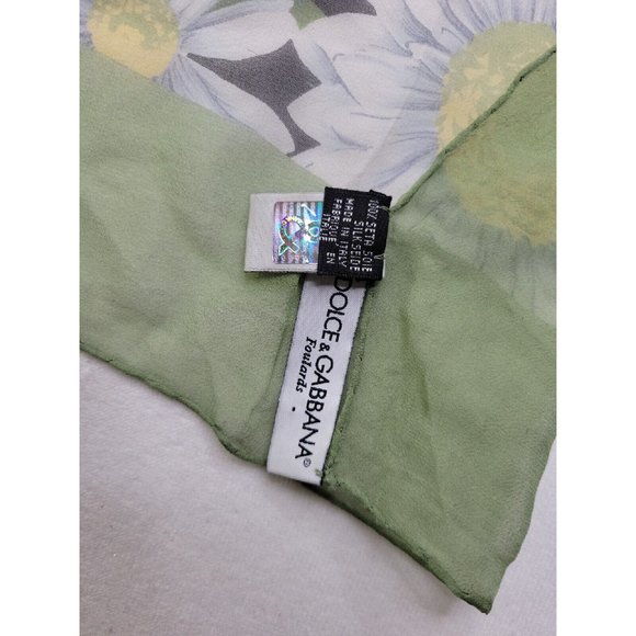 Dolce & Gabbana Foulard Large Square Neck Scarf Daisy Rolled Hem 100% Silk D&G - Picture 6 of 12